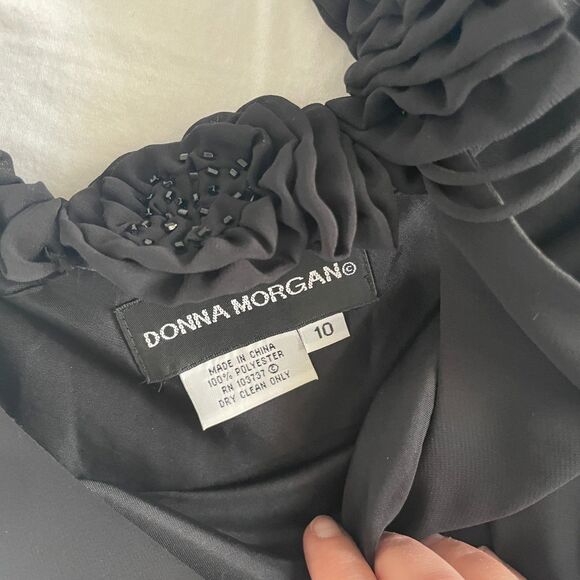 Vtg 90s Whimsygoth Cocktail Dress Fairycore Goth Black Roses Beading Size M - Picture 8 of 10